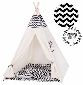 SPRINGOS Teepee stan pre deti SPRINGOS Čierny Zigzag