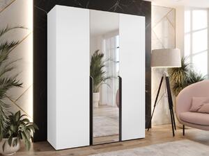 Mirjan24 Šatníková skriňa so zrkadlom Frokow 2 150 cm, Farby: biela / biela + čierna 5903211483455