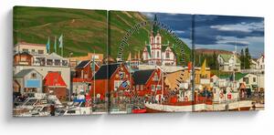 Obraz - Húsavík (s hodinami) (90x30 cm)