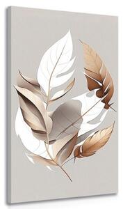 Obraz medené listy s nádychom minimalizmu - 50x100