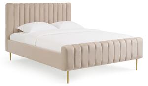 Čalúnená posteľ Nicole 160x200 - béžový velvet Velluto 2 / zlaté nohy