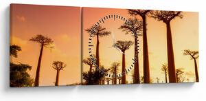 Obraz - Západ slnka v uličke Baobab (s hodinami) (90x30 cm)