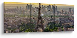 Obraz - Panoráma Paríža (s hodinami) (90x30 cm)