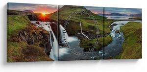 Obraz - Kirkjufell pri západe slnka (s hodinami) (90x30 cm)