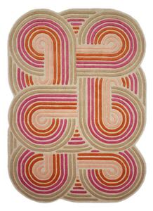 Ružový ručne tkaný vlnený koberec 140x200 cm Spiral Shaped – Flair Rugs