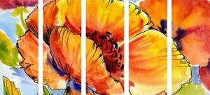 5-dielny obraz kytica makových kvetov - 100x50