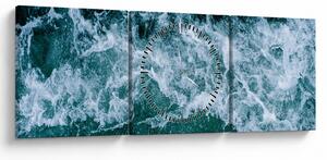 Obraz - Vlny oceánu (s hodinami) (90x30 cm)