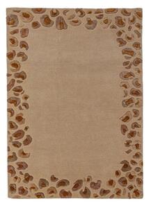 Ručne tkaný koberec s prímesou vlny v prírodnej farbe 140x200 cm Leopard Frame – Flair Rugs