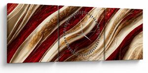 Obraz - Zlato - biela textúra (s hodinami) (90x30 cm)