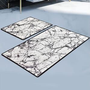 SADA 2x Kúpeľňová predložka MARBLE 60/100 cm biela/čierna