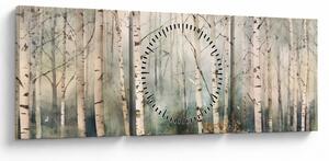 Obraz - Kresba lesného vzoru (s hodinami) (90x30 cm)