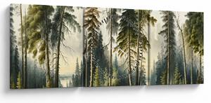 Obraz - Vintage krajina lesov (s hodinami) (90x30 cm)