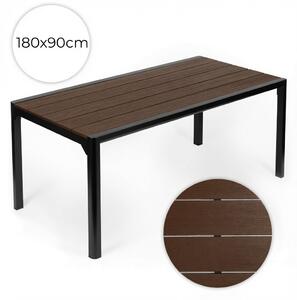 Veľký záhradný stôl pre 8 osôb, 180 × 90 cm, na terasu alebo do záhrady, s hnedou doskou, MultiGarden