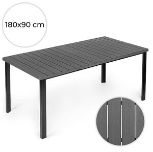 Veľký záhradný stôl pre 8 osôb, 180 × 90 cm, na terasu alebo do záhrady, sivá doska, MultiGarden