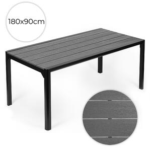 Veľký záhradný stôl pre 8 osôb, 180 × 90 cm, na terasu alebo do záhrady, sivá doska, MultiGarden
