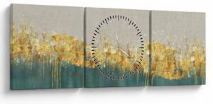 Obraz - Textúra so zlatým dekorom (s hodinami) (90x30 cm)