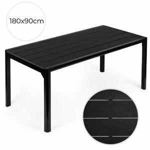 Veľký záhradný stôl pre 8 osôb, 180 × 90 cm, na terasu alebo do záhrady, čierny, MultiGarden