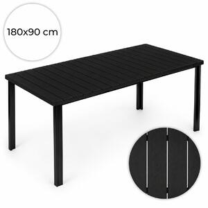 Veľký záhradný stôl pre 8 osôb, 180 × 90 cm, na terasu alebo do záhrady, čierny, MultiGarden