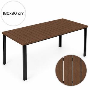 Veľký záhradný stôl pre 8 osôb, 180 × 90 cm, na terasu alebo do záhrady, s hnedou doskou, MultiGarden