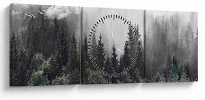 Obraz - Les s ilustrovanými prvkami (s hodinami) (90x30 cm)