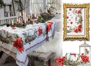 Vianočný obrus na stôl Vianočné ruže digitálna potlač 140x180 cm