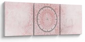Obraz - Ružová mandala (s hodinami) (90x30 cm)