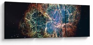 Obraz - Krabie hmlovina (s hodinami) (90x30 cm)