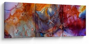 Obraz - Abstraktné atramentové umenie (s hodinami) (90x30 cm)