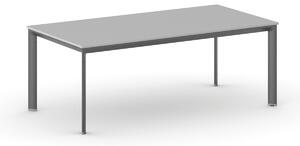 Kancelársky stôl PRIMO INVITATION, čierna podnož, 2000 x 1000 mm, sivá