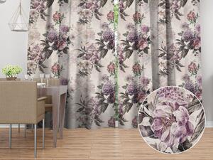 Biante Dekoračný záves Parma PM-112 Fialové kvety na smotanovom 145x140 cm