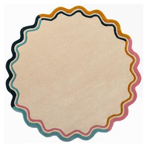 Ručne tkaný vlnený okrúhly koberec v prírodnej farbe ø 180 cm Leo Scallop – Flair Rugs