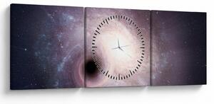 Obraz - Špirálna galaxia (s hodinami) (90x30 cm)