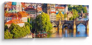 Obraz - Praha II. (s hodinami) (90x30 cm)