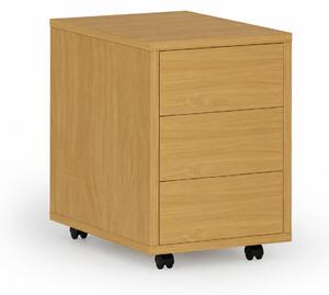Kancelársky mobilný kontajner PRIMO WOOD, PUSH-lock, 3 zásuvky, buk
