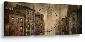 Obraz - Maľba mesta (s hodinami) (90x30 cm)