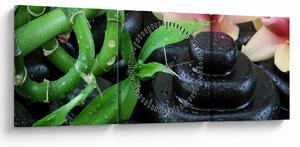 Obraz - Kamene a orchidey (s hodinami) (90x30 cm)