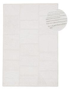 Biely ručne tkaný koberec s prímesou vlny 140x200 cm Sculptured Blocks – Flair Rugs