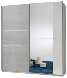 SKRIŇA SO ZRKADLOM, biela, svetlosivá, 179/198/64 cm MID.YOU - Skrine, Online Only