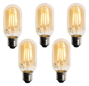 Sada 5 stmievateľných LED žiaroviek E27 T45, zlaté, 4W 300 lm 2200K