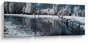 Obraz - Zamrznutá krajina (s hodinami) (90x30 cm)