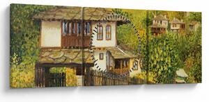 Obraz - Chalúpky v lete (s hodinami) (90x30 cm)