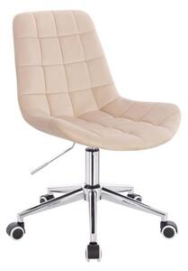 LuxuryForm DESIGN Stolička PARIS VELUR na striebornej podstave s kolieskami - krémová