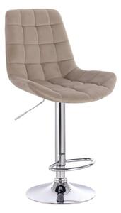 LuxuryForm DESIGN Barová stolička PARIS VELUR na striebornom tanieri - latte