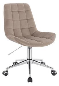 LuxuryForm DESIGN Stolička PARIS VELUR na striebornej podstave s kolieskami - latte