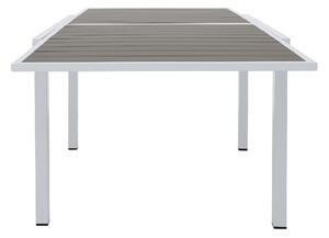 KONDELA Záhradný rozkladací stôl, biela oceľ/sivá, DORIO