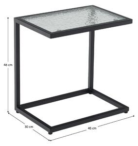 KONDELA Záhradný stolík, čierna oceľ/tvrdené sklo, SELKO
