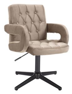 LuxuryForm DESIGN Stolička BOSTON VELUR na čiernom kríži - latte