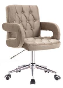 LuxuryForm DESIGN Stolička BOSTON VELUR na striebornej podstave s kolieskami - latte