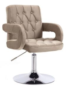 LuxuryForm DESIGN Stolička BOSTON VELUR na striebornom tanieri - latte