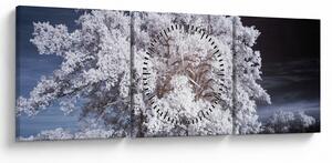 Obraz - Snehobiely strom (s hodinami) (90x30 cm)